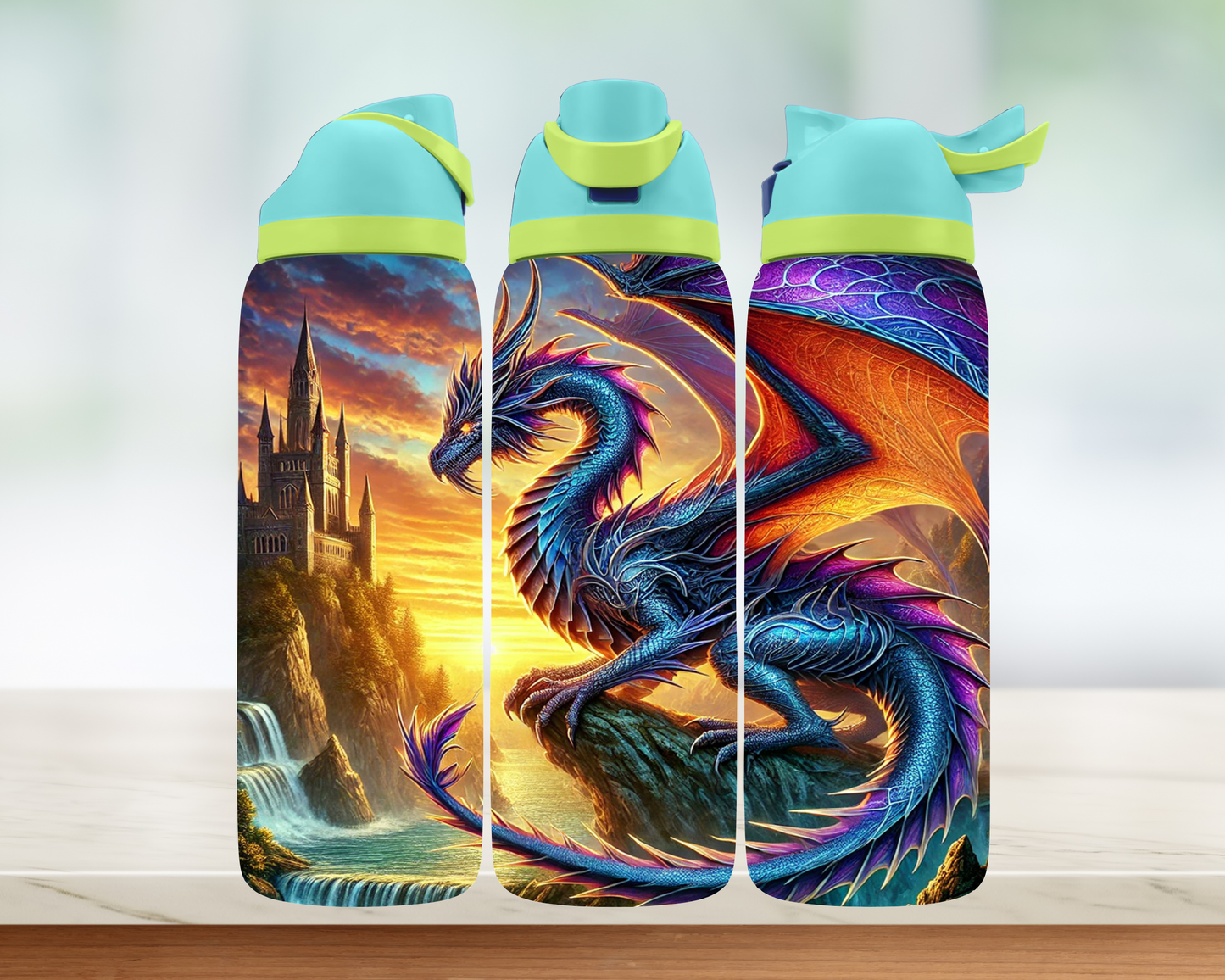 Bouteille style Owala - Dragon et chateau