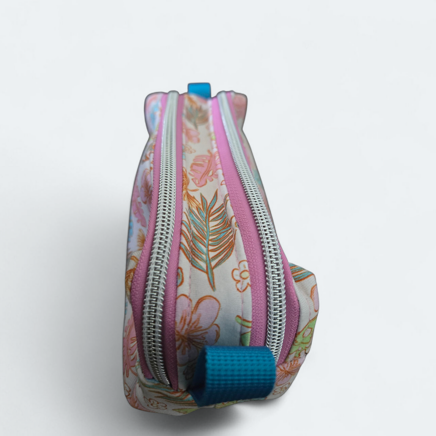 Étui double - Feuille fond rose