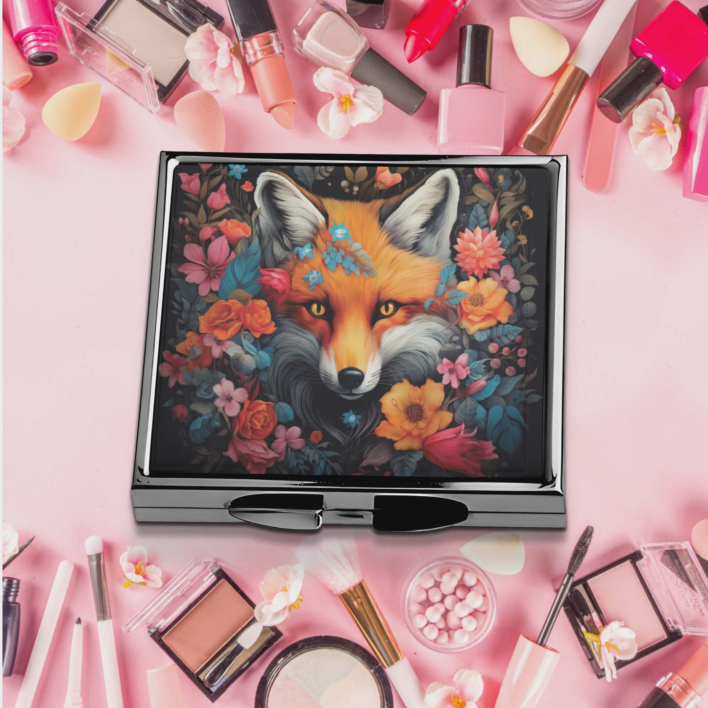 Miroir de poche - Renard Fleuri