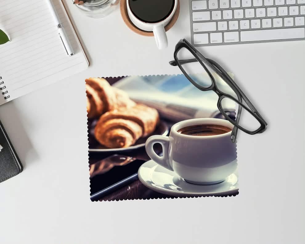 Linge à lunette - Café et croissant