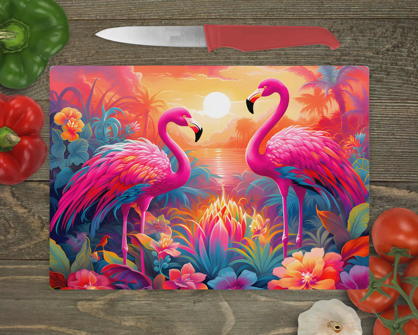 Planche de service - Flamant rose