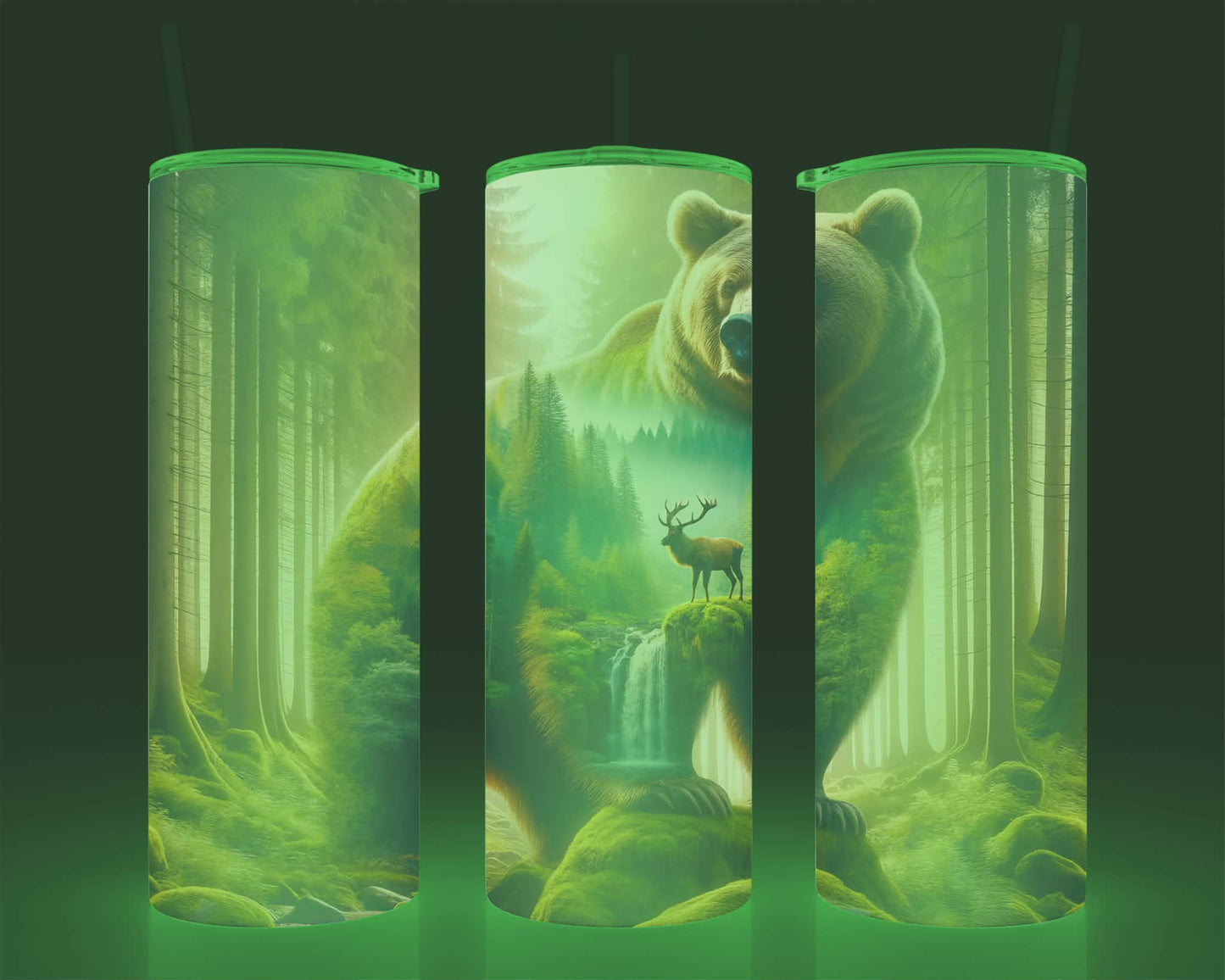 Verre isotherme -  (allume dans le noir) ours et orignal