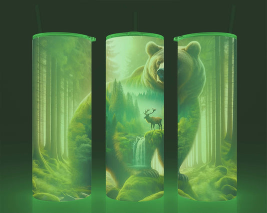 Verre isotherme -  (allume dans le noir) ours et orignal