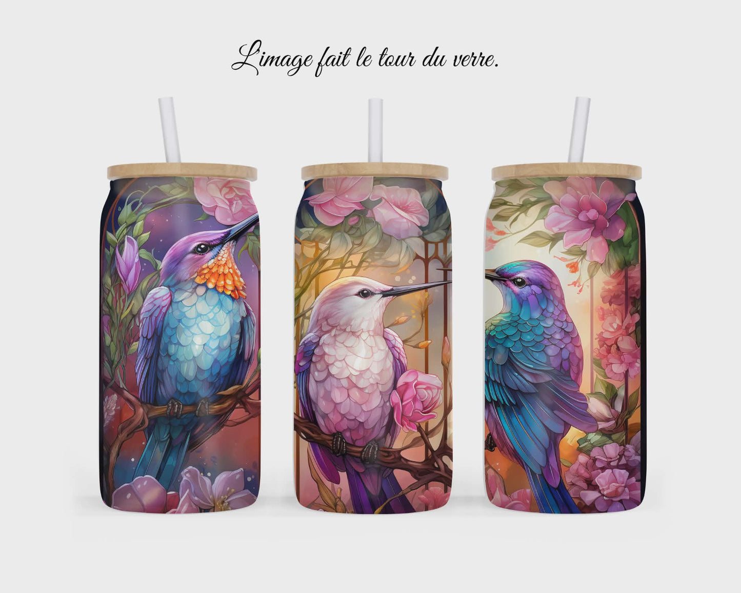 🥤 Verre givré sublimé – colibris