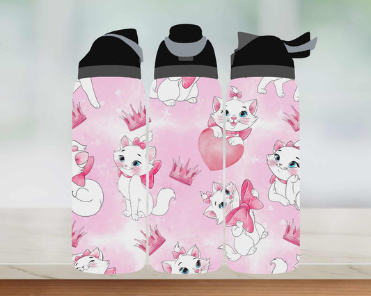 Bouteille style Owala - Chat blanc