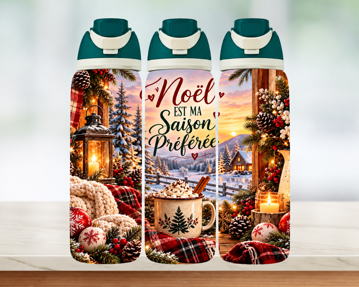 Bouteille style Owala 🎄 Collection d'hiver (24 OZ)