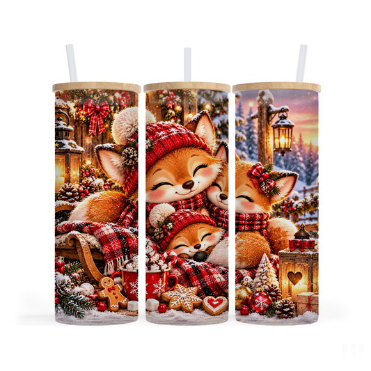 Verre givré 25 oz -  renards festifs