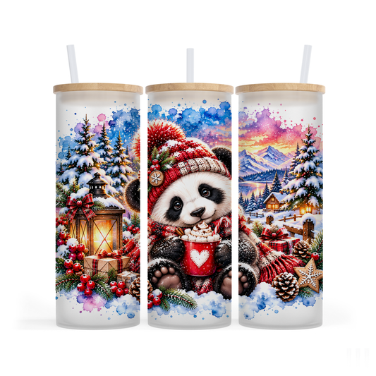 Verre givré 25 oz - Panda Noël