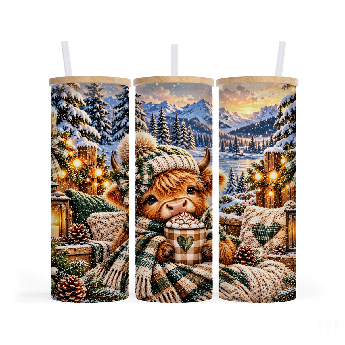 Verre givré 25 oz - Vache doudou tuque