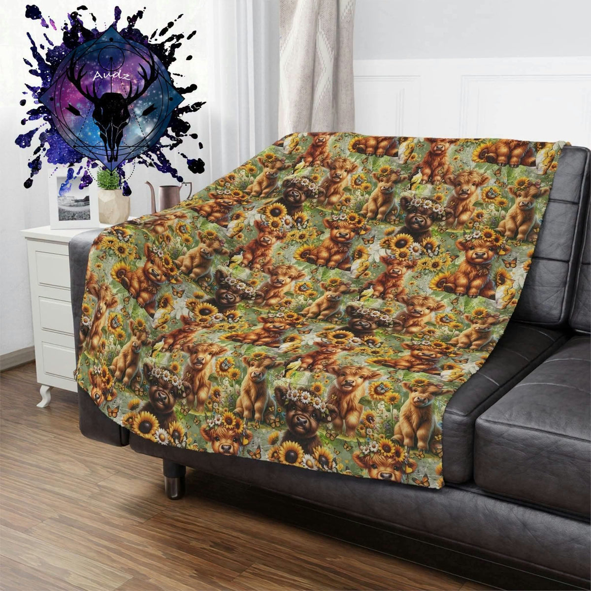 Doudou ultra douce - Vache Tournesol *70x80"