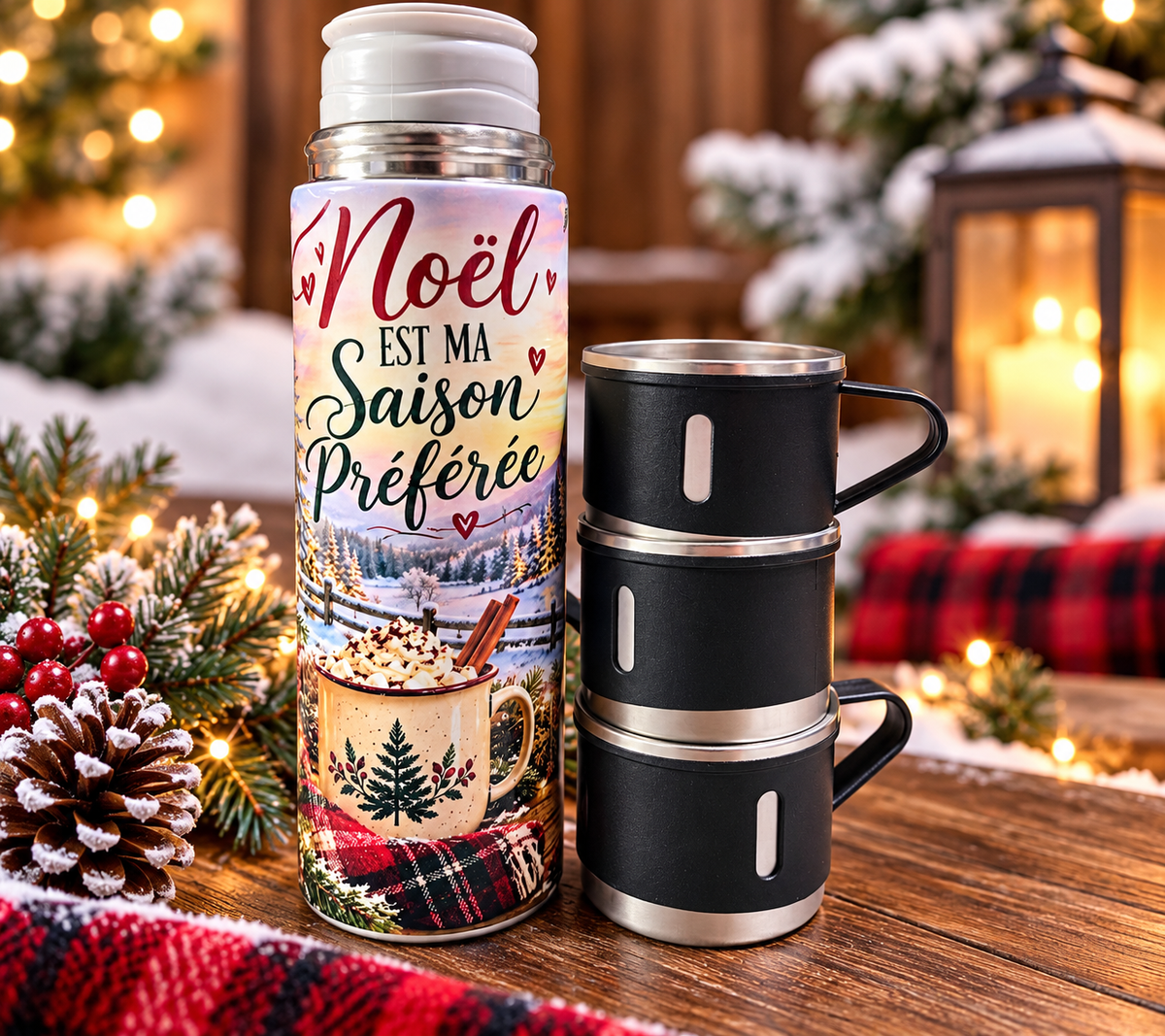 Ensemble thermos 500 ml et 3 petites tasses