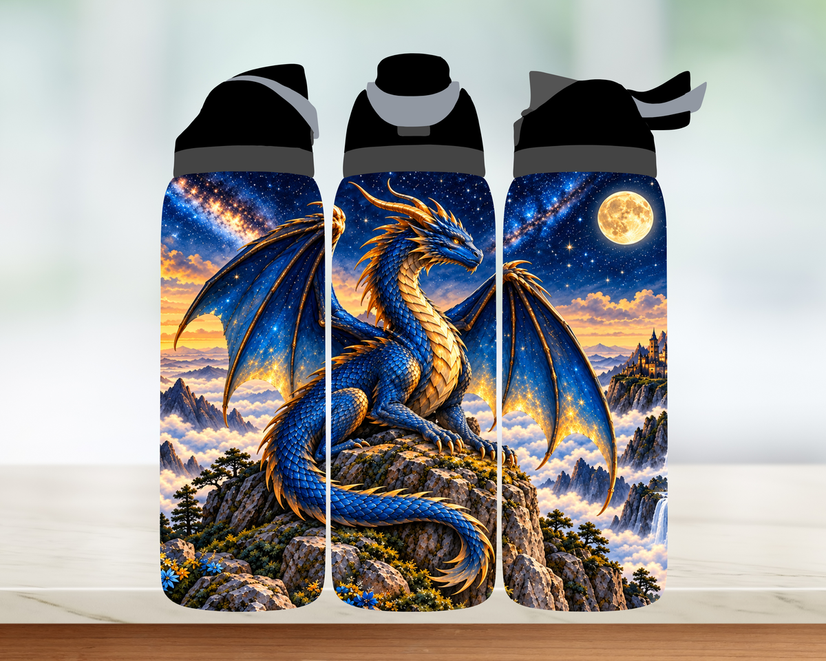 Bouteille style Owala - Dragon bleu