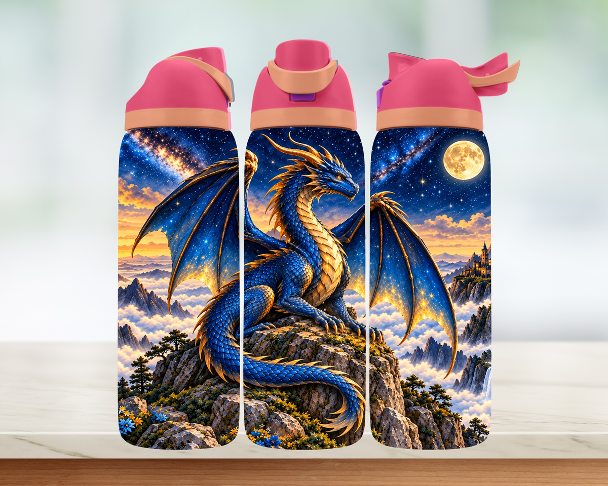 Bouteille style Owala - Dragon bleu