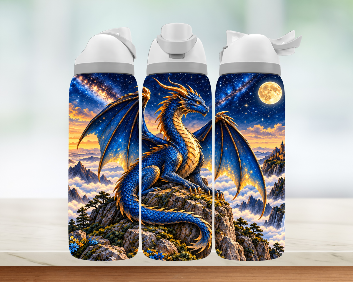 Bouteille style Owala - Dragon bleu