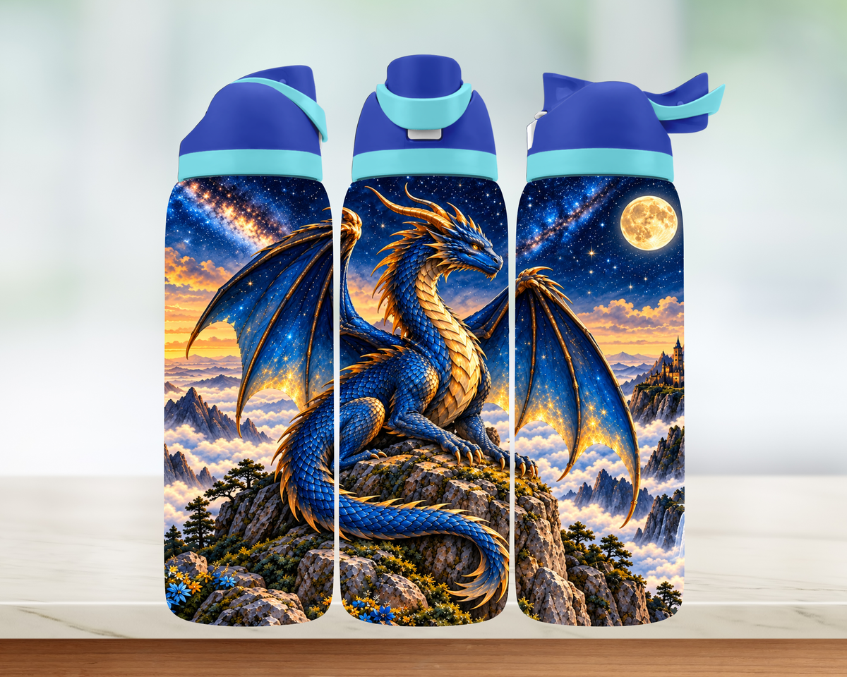 Bouteille style Owala - Dragon bleu