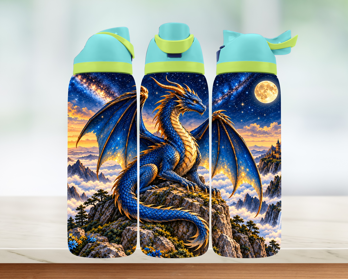 Bouteille style Owala - Dragon bleu