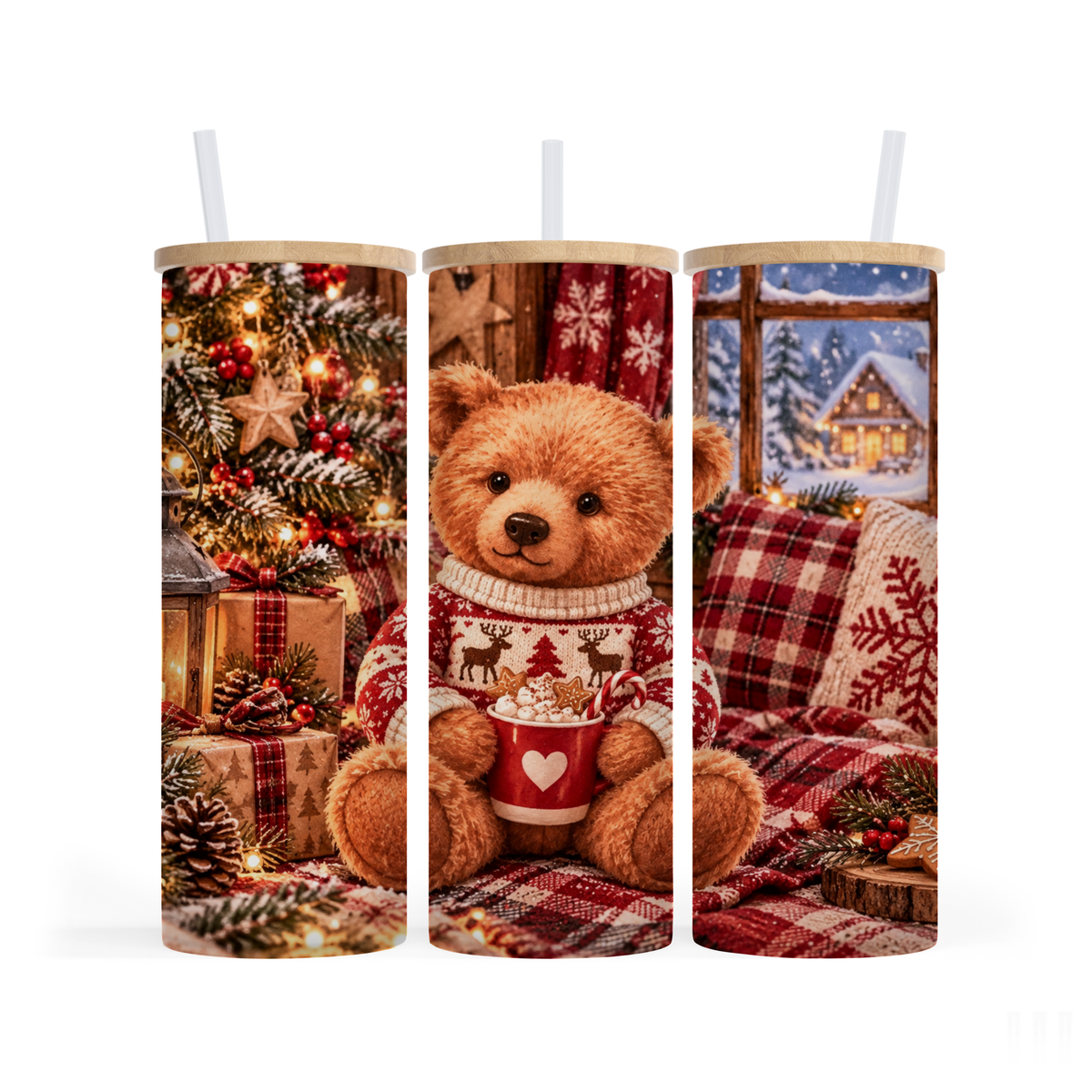 Verre givré 25 oz - Ourson de Noël