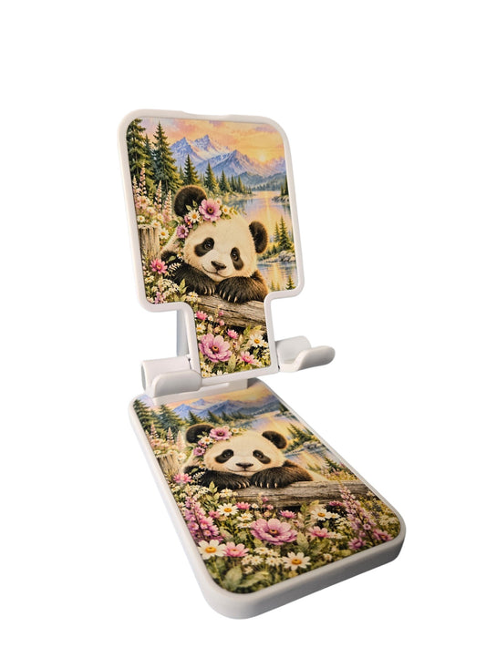 Support cellulaire sublimé - Panda couronne de fleurs