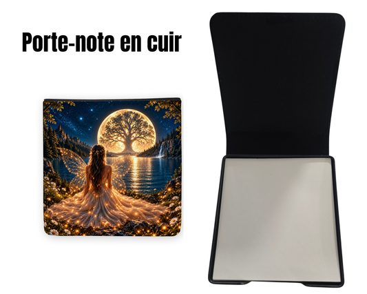 📝 Porte-notes en cuir personnalisable - Fée et arbre de vie