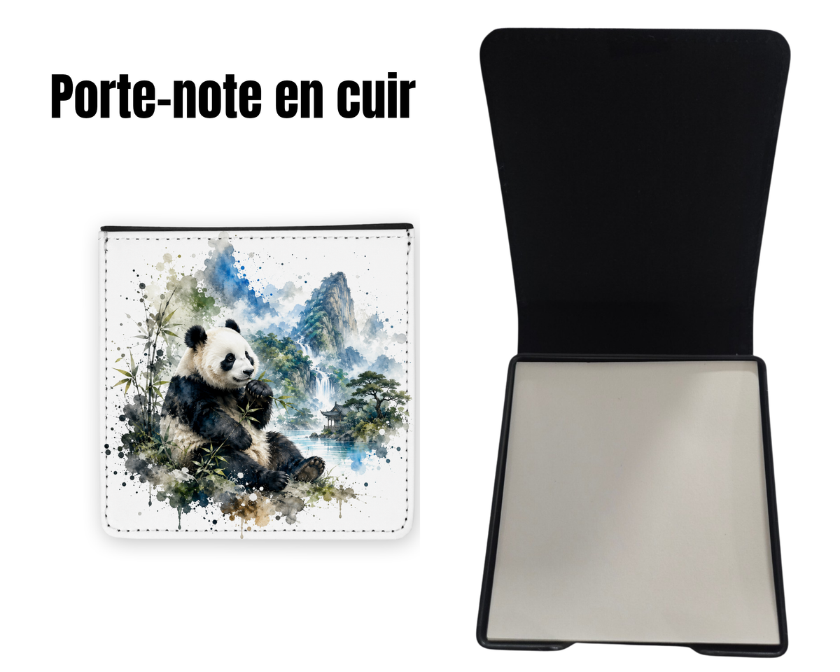 📝 Porte-notes en cuir personnalisable - Panda Paysage