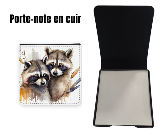 📝 Porte-notes en cuir personnalisable - Raton Laveur