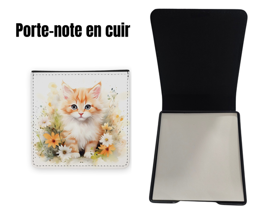 📝 Porte-notes en cuir personnalisable - Chat Roux