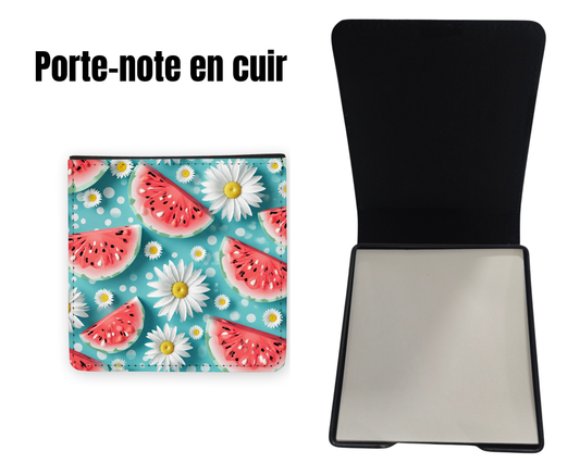 📝 Porte-notes en cuir personnalisable - Melon d'eau & fleurs