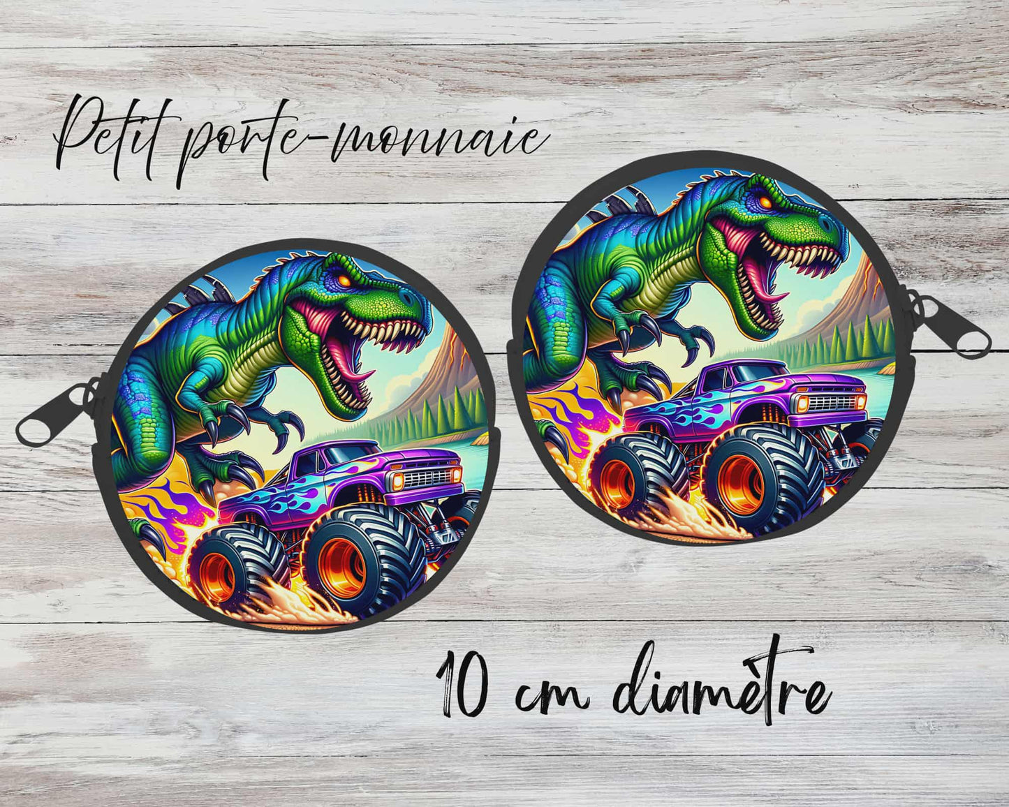✨ Petit porte-monnaie sublimé – Dino truck