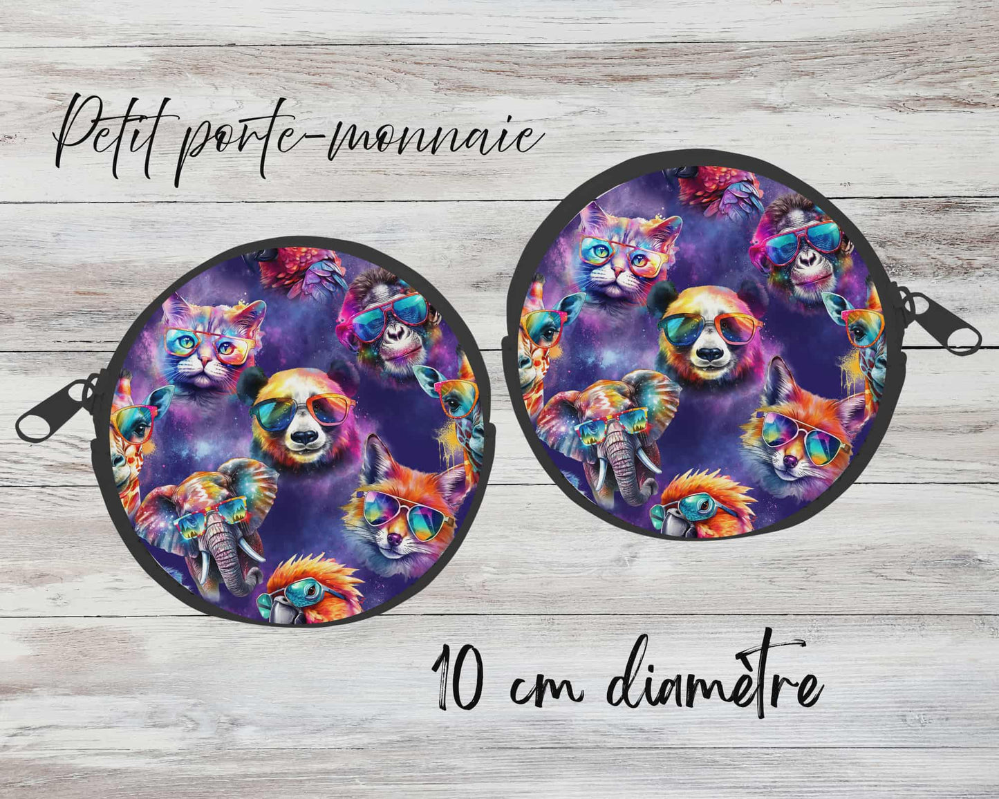 ✨ Petit porte-monnaie sublimé – animaux lunettes