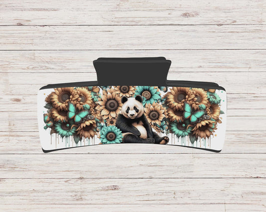 Pince à cheveux - panda tournesol bleu