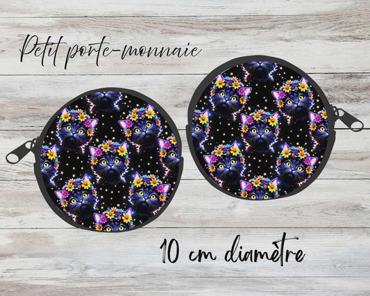 ✨ Petit porte-monnaie sublimé – chats fleuris