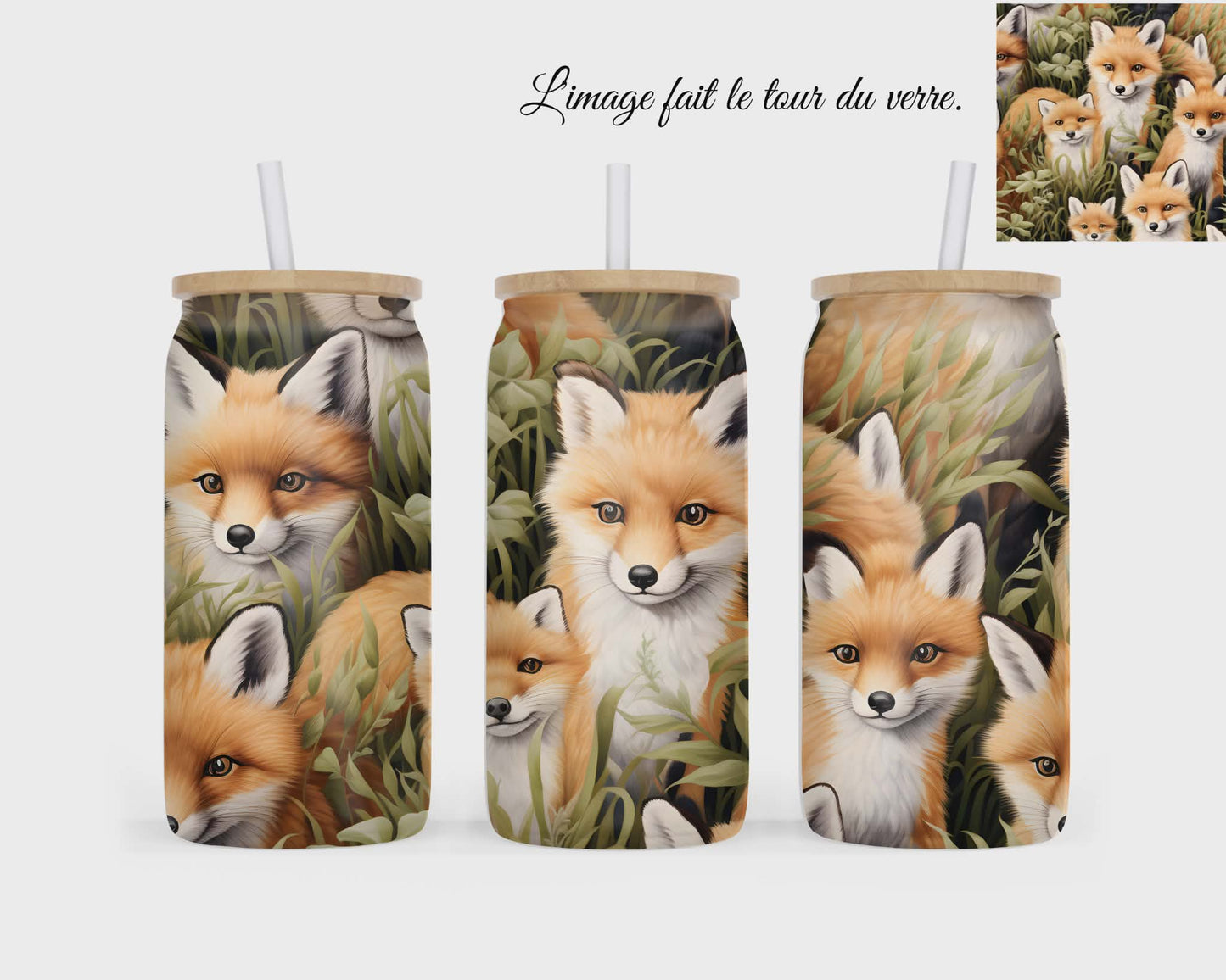 🥤 Verre givré sublimé – renards