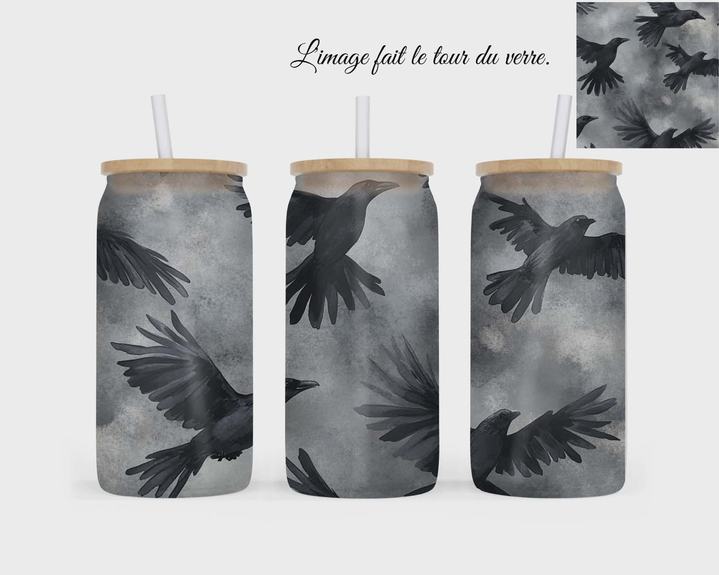 🥤 Verre givré sublimé – corbeaux