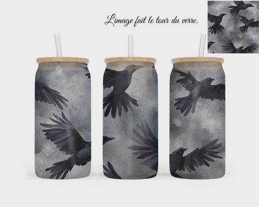 🥤 Verre givré sublimé – corbeaux