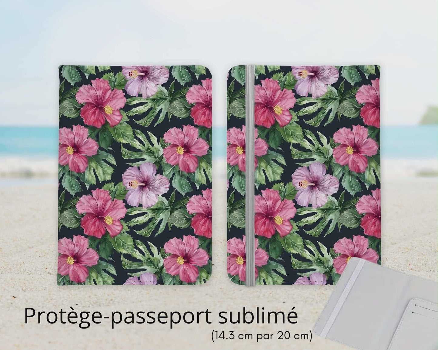 Protège-passeport sublimé - Fleurs rose
