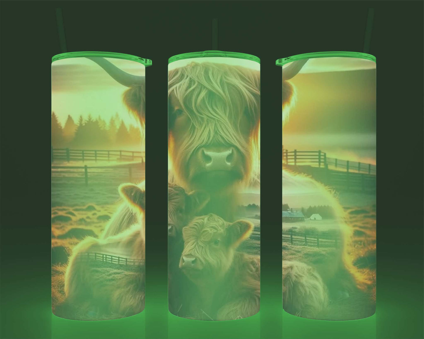 Verre isotherme -  (allume dans le noir) vaches highland 2