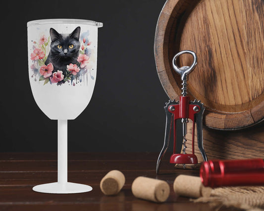 Coupe vin isotherme - chat noir