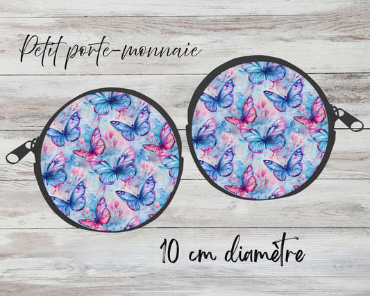 ✨ Petit porte-monnaie sublimé – papillon bleu et rose