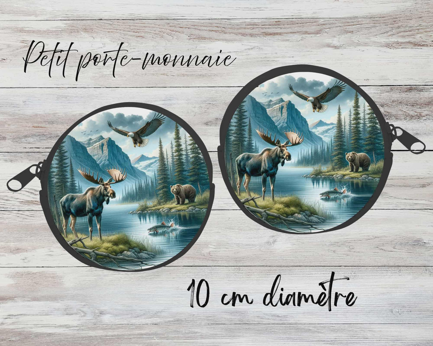 ✨ Petit porte-monnaie sublimé – orignal et aigle