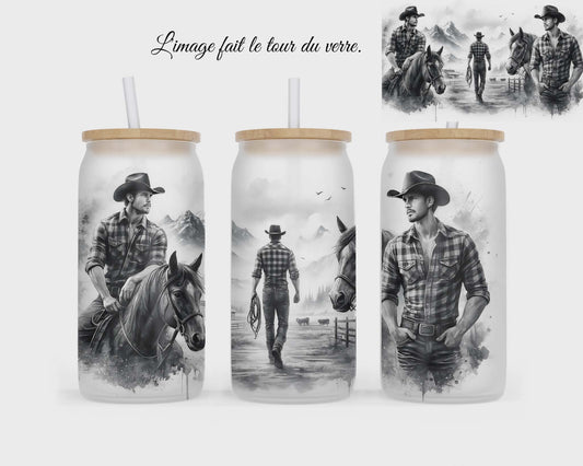 🥤 Verre givré sublimé – cowboy et cheval