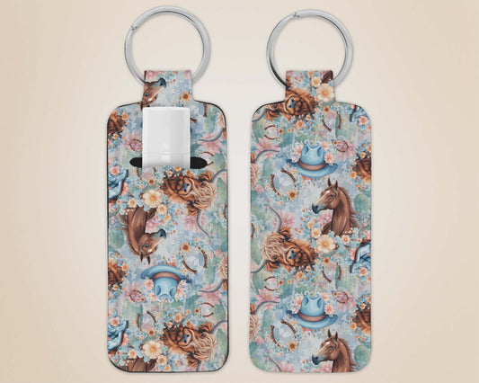 Porte-clé avec pochette - cheval et vache highland