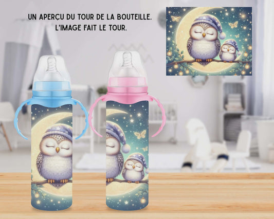 🍼 Biberons sublimé - hiboux sur lune