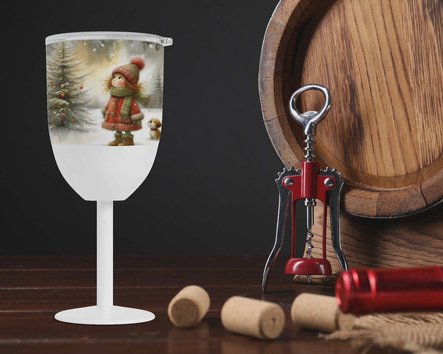 Coupe vin isotherme - fille et sapin