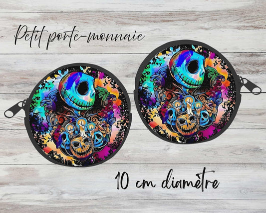 ✨ Petit porte-monnaie sublimé – personnage squelette coloré