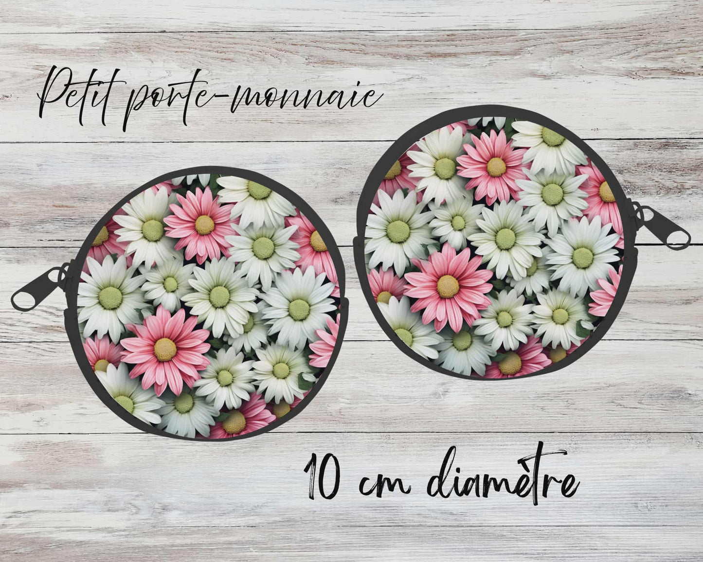 ✨ Petit porte-monnaie sublimé – fleuris rose et blanc