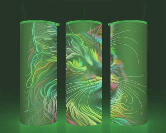 Verre isotherme -  (allume dans le noir) chat multicolore