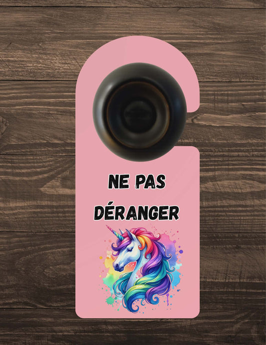 🪝 Accroche-porte personnalisé – Ne pas déranger licorne