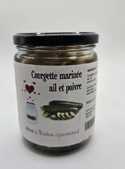 Courgette marinée ail et poivre
