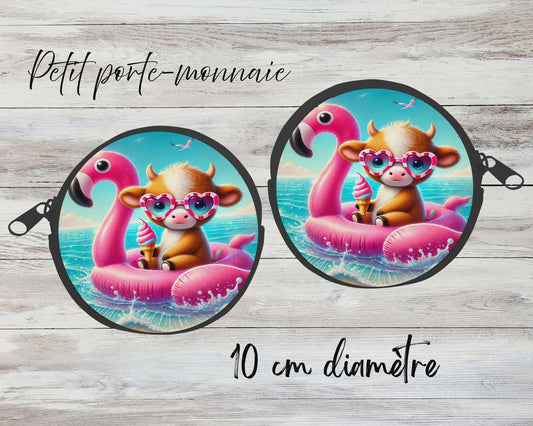✨ Petit porte-monnaie sublimé – vache highland qui se baigne