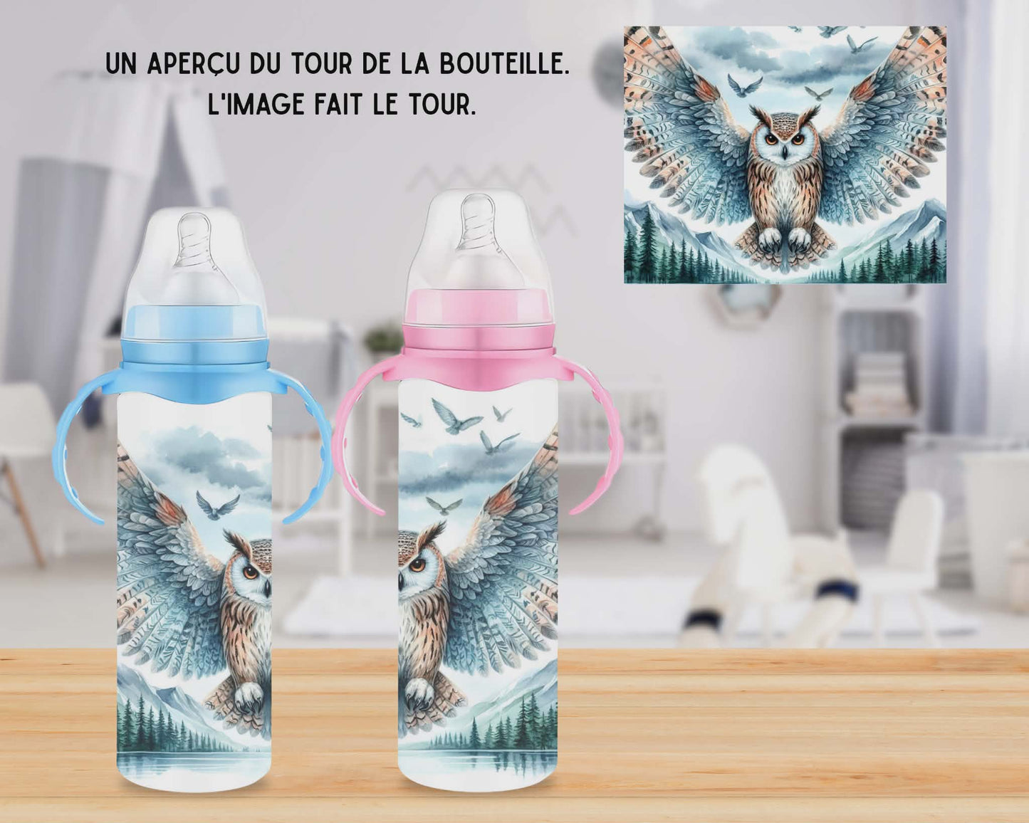 🍼 Biberons sublimé - Hibou